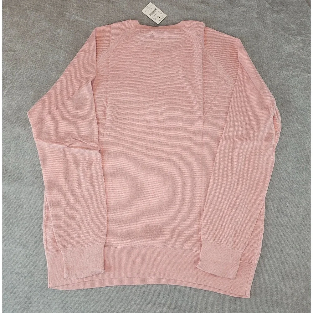 J.Crew Crewneck Sweater Men's Large Pink 100% Cotton Textured Raglan L CD617